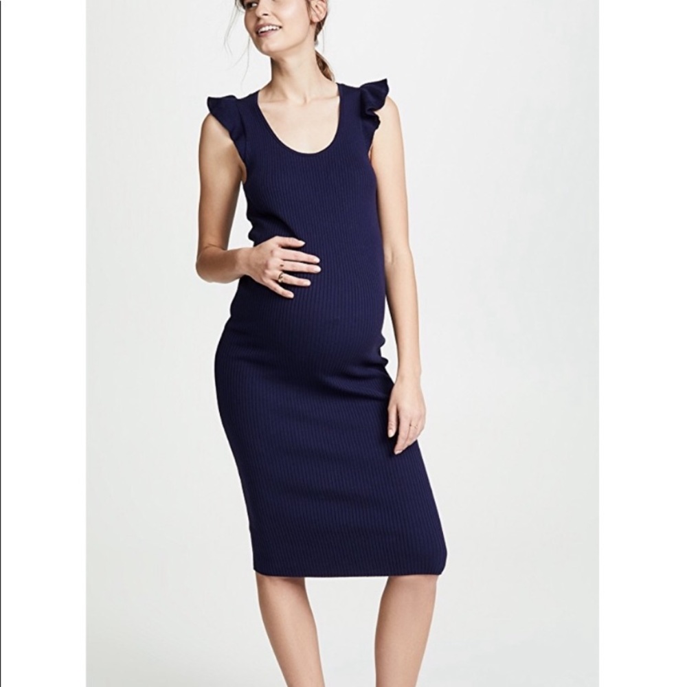 Hatch Maternity Navy Ribbed Dress